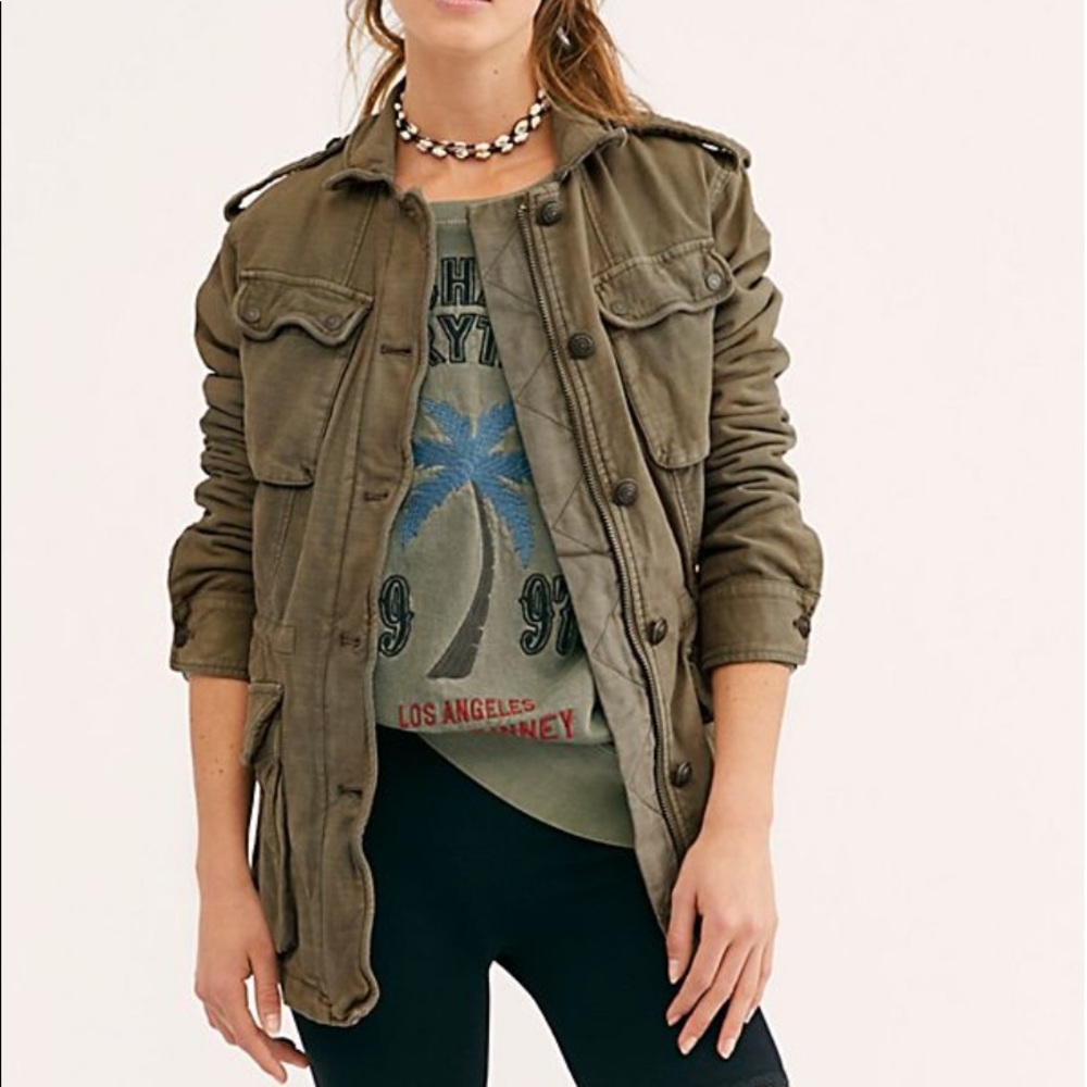 Free People Olive Military Jacket